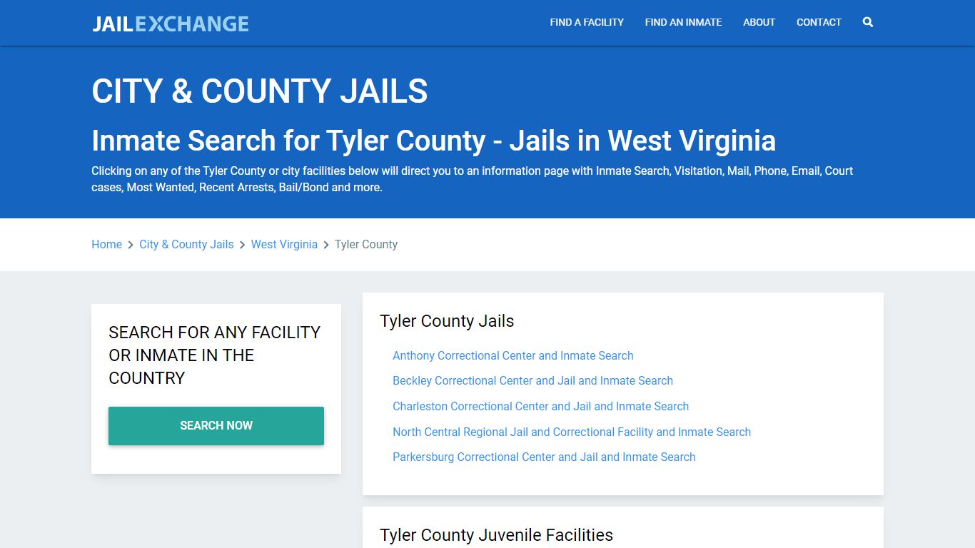 Inmate Search for Tyler County | Jails in West Virginia - Jail Exchange